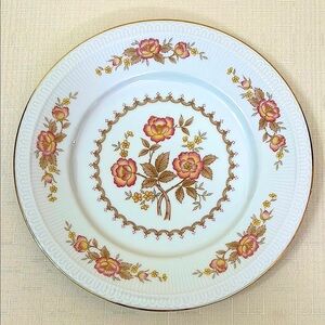 Bristol White and Gold Floral Dinnerware Plate Roman Dynasty